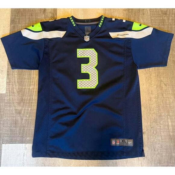 NFL Seattle Seahawks Wilson #3 Nike Jersey Football Sport Mens XL Navy Loose Fit - Picture 1 of 9